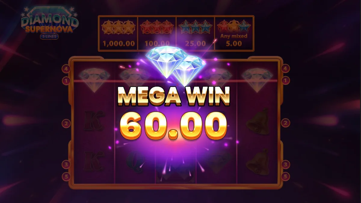Interface do slot Diamond Supernova com tema cósmico